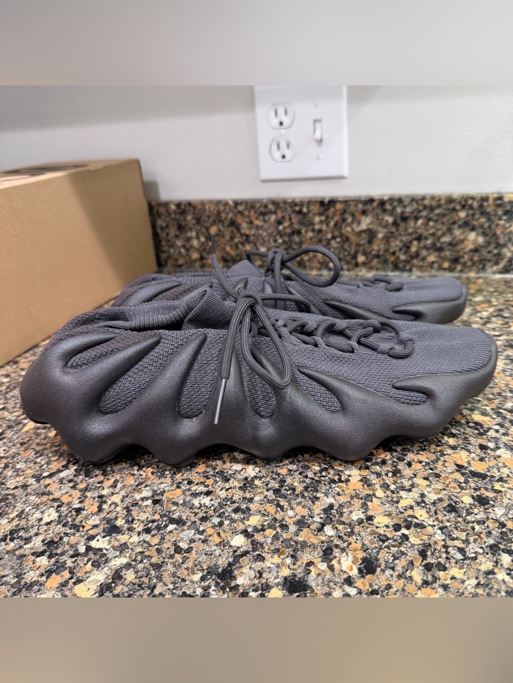 Adidas Yeezy 450 Chunky Sculpted Knit Sneaker in black 12.5